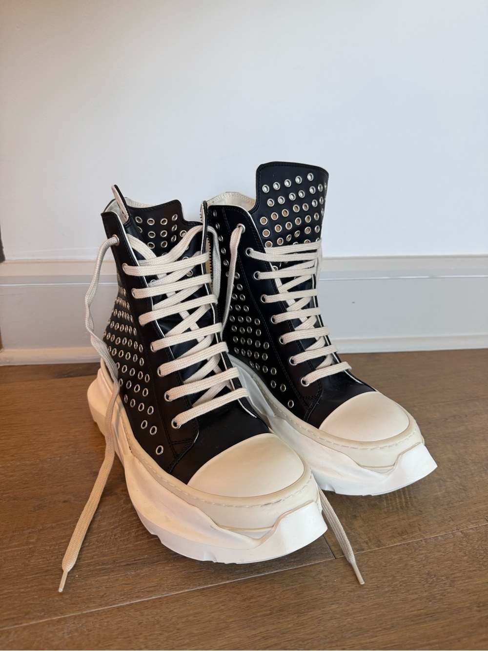 RICK OWENS ABSTRACT EYELET RAMONES SNEAKERS